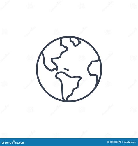 World Globe Line Icon Vector Earth Global Planet Line Icon Stock