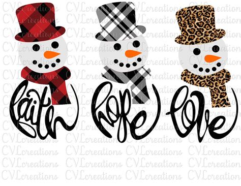 Faith Hope Love Snowmen Digital File Png And Pdf Files Only Etsy