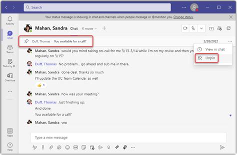 Pinning A Chat Message In Microsoft Teams One Minute Office Magic