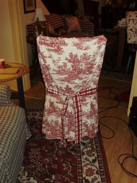 Tried and true damask reinvented in a stretch jacquard fabric. Waverly Red and White Toile Straight-back Dining Room ...