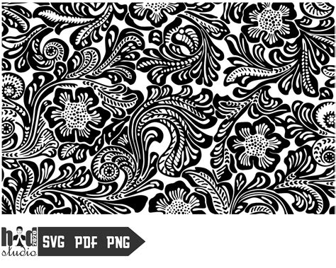 Western Tooled Leather Pattern Floral Svg Etsy