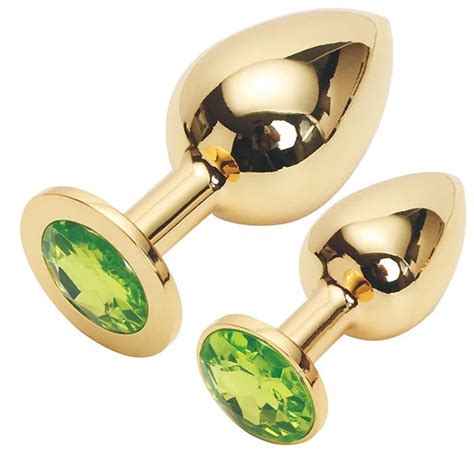 2 In 1 Luxury Golden Stainless Steel Butt Plugs Size M And S Gay Anal