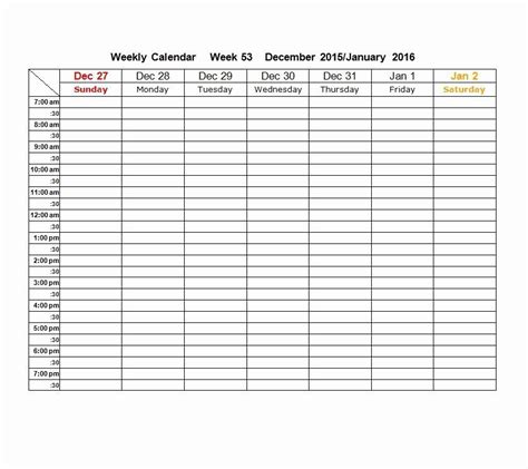 Week Schedule Template Pdf Elegant Blank Weekly Calendar Templates