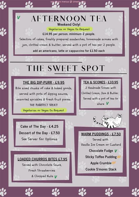 Online Menu Of Purple Cat Cafe Restaurant Glasgow United Kingdom G1