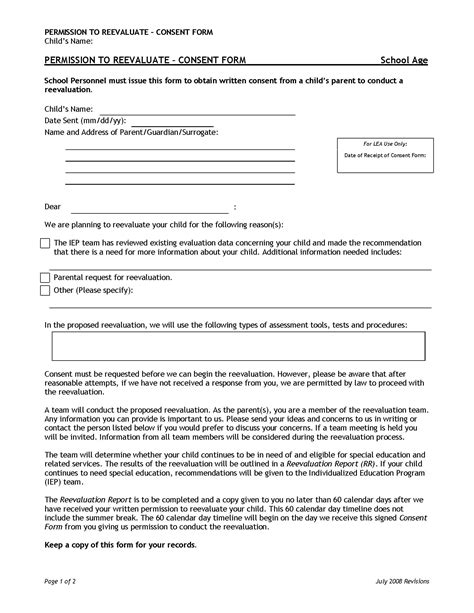 Pattan Permission To Reevaluate Consent Form School Age