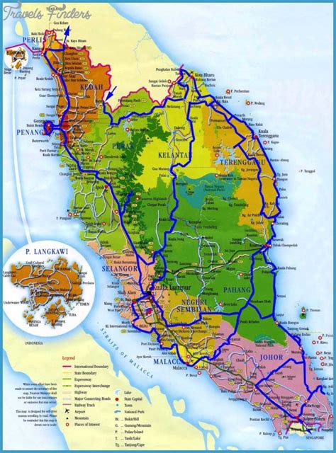 Malaysia Map Tourist Attractions Travelsfinderscom