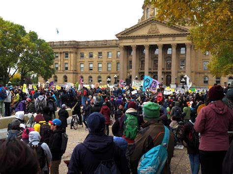 Protesters At A World Wide Rally For Climate Change In Edmonton Alberta
