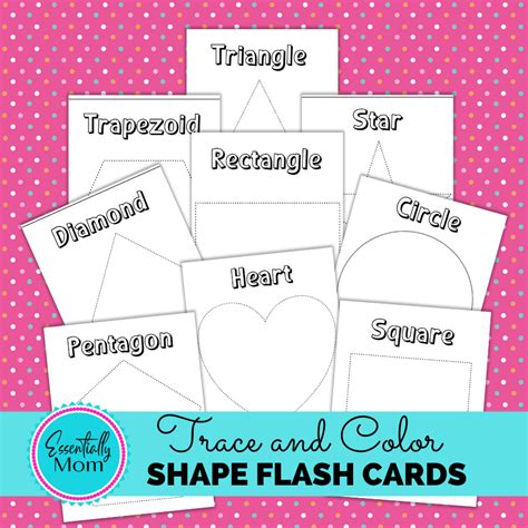 Trace And Color Shape Flash Cards Printable Shape Flash Cards