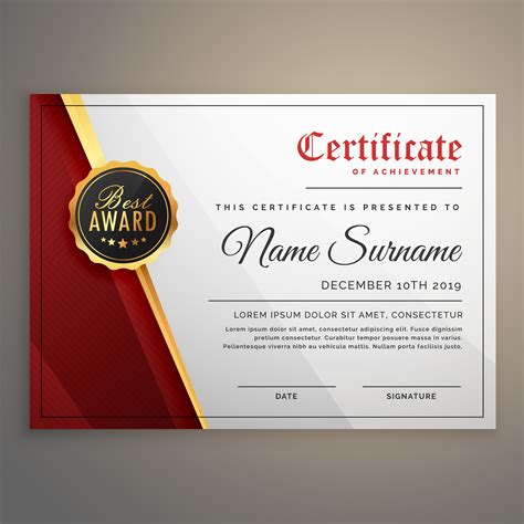 beautiful certificate template design with best award symbol download free vector art stock
