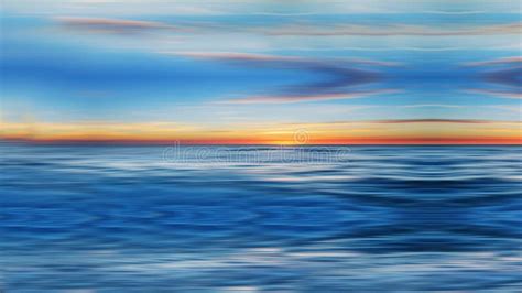 Abstract Panoramic View Of The Sunset Over The Sea Stock Photo Image