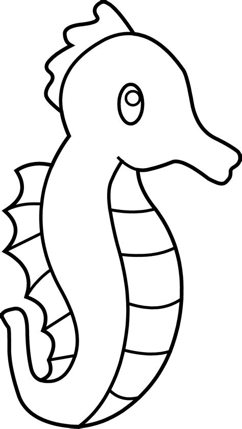 Cute Seahorse Line Art Free Clip Art