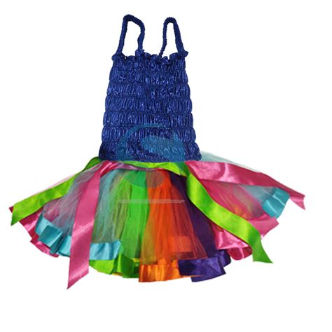 Western Dance Costume For Girls Blue Top And Multi Colour Skirt