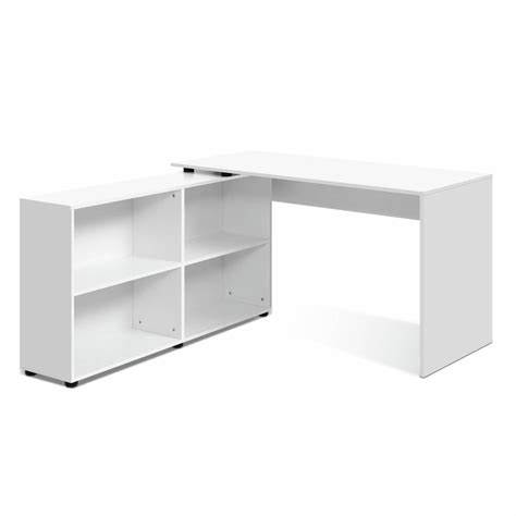 Artiss White Corner Computer Desk With Bookshelf Bunnings Australia