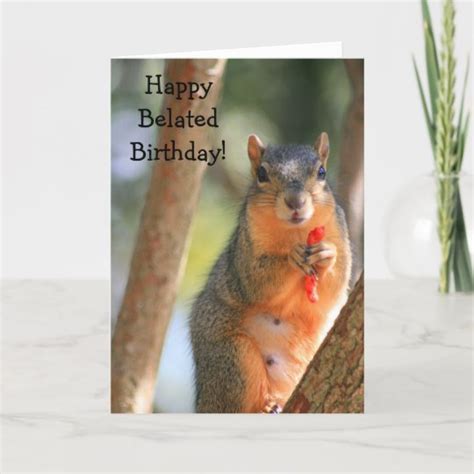 Happy Belated Birthday Squirrel Greeting Card