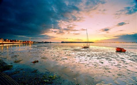 Nature Beaches Ocean Sea Harbor Bay Sound Water Reflection Sky Clouds