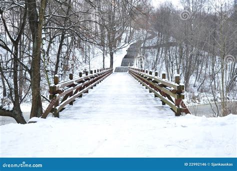Wooden Bridge In Winter Stock Photo Image Of Cold Bridge 22992146