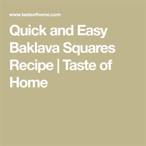 Quick And Easy Baklava Squares Recipe Baklava Square Recipes Recipes