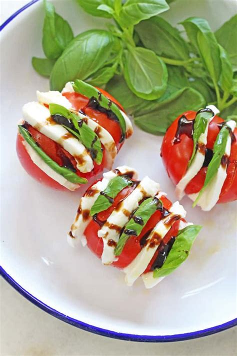 Salty, sweet, tangy, this dish hits all the flavor notes. Hasselback Caprese Salad - My Fussy Eater | Easy Kids Recipes