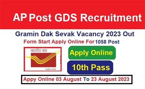 Andhra Pradesh Post Office GDS Recruitment 2024 Apply Online For 1058