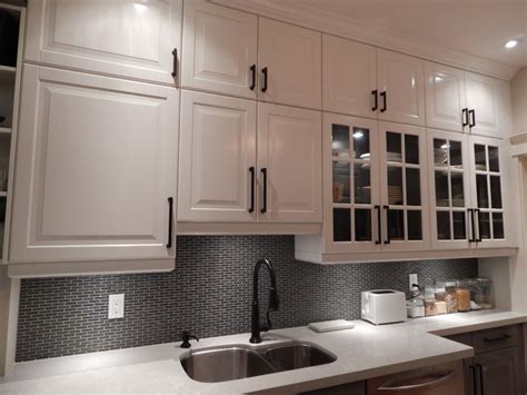 How white kitchen cabinets can update a space. IKEA Kitchens - Lidingo Gray and White with Stacked Wall ...
