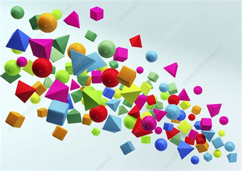 Floating Cluster Of Geometric Shapes Illustration Stock Image C039