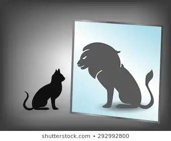 Cat Lion Mirror Images Stock Photos Vectors Shutterstock Cat Art Cartoon Art Cats