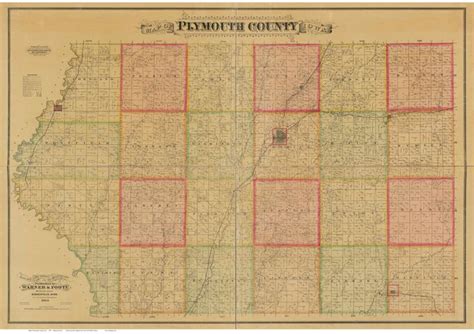 Plymouth County Iowa 1884 Old Wall Map With Landowner Names Etsy