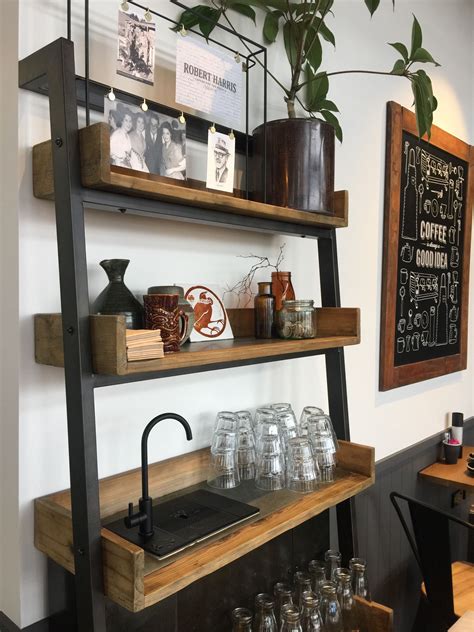 Shelving System For A Cafe Water Station Coffee Shop Decor Cafe