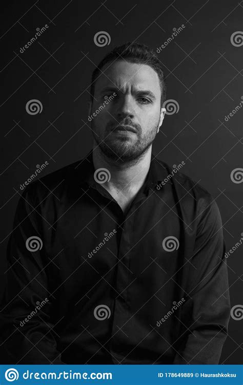 Black And White Emotional Portrait Young Man Stock Image Image Of