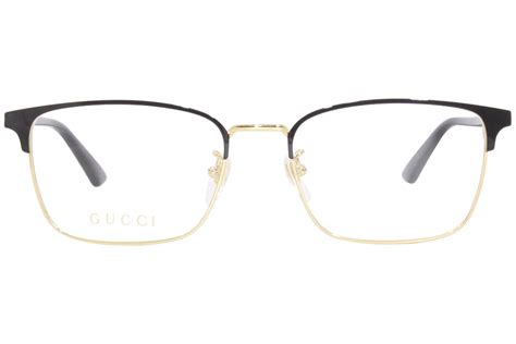 Gucci Gg1124oa 001 Eyeglasses Men S Black Gold Full Rim Rectangle Shape 55mm