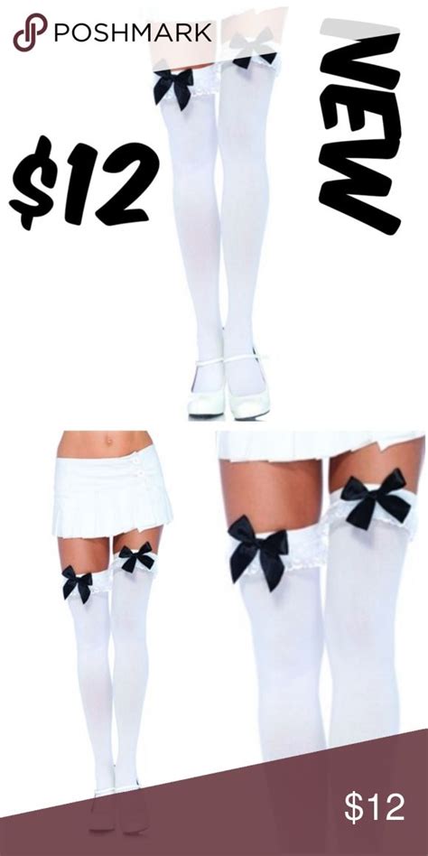 ⚡cosplay comic con bow thigh high stockings white thigh high stockings thigh highs clothes