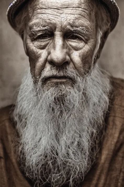Krea A Portrait Of An Old Man With A Solemn Look And Deep Expression