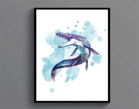 Dinosaur With Names Poster Dinosaur Types Decor Watercolor Etsy