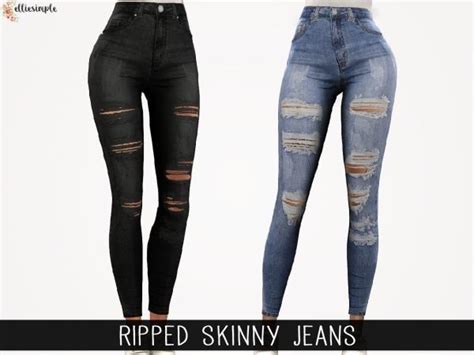 Elliesimple Ripped Skinny Jeans Jeansstyle Sims 4 Sims 4 Clothing