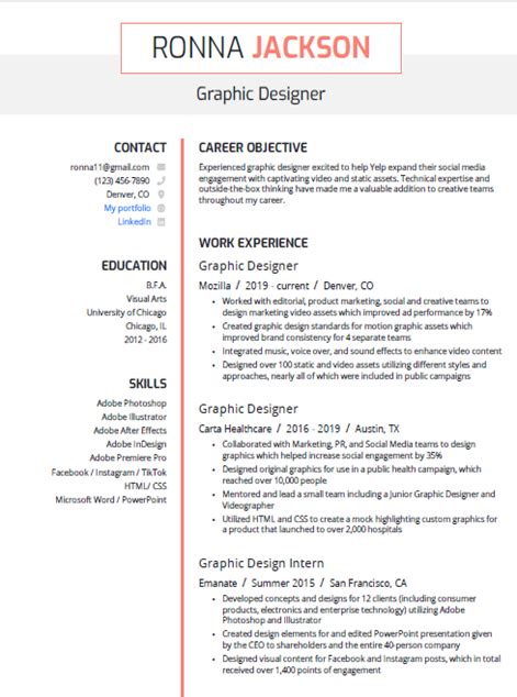 How To Write Graphic Design Resume Format And Samples