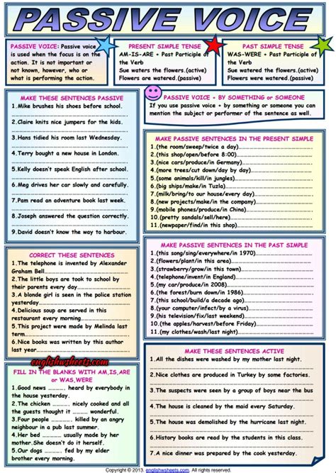 Passive Voice Simple Present And Past ESL Worksheet English Teaching