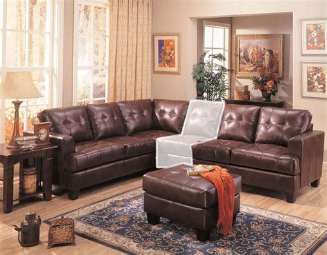 Samuel 3 Piece Brown Leather Sectional Sofa From Coaster 500911