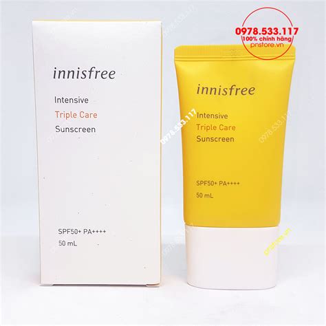 Intensive triple care sunscreen is the renewed product of perfect uv protection cream triple care. Kem chống nắng Innisfree Triple Care Sunscreen SPF50+ PA ...