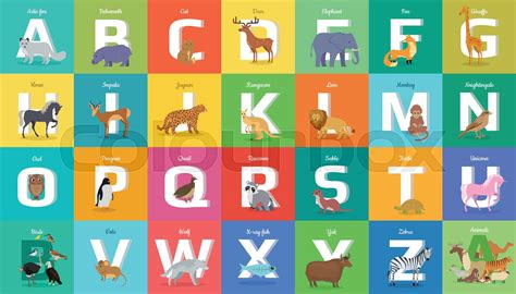 Animals Alphabet Letter From A To Z Stock Vector Colourbox