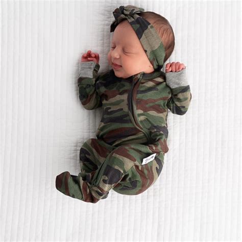 Camo Newborn Footed Zip Baby Boy Outfits Cute Baby Clothes Baby Boy