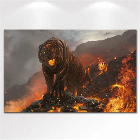 Canvas Print Animal Tiger Oil Painting Wall Art Picture Printed On