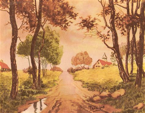 Vintage Art Prints Cottage Illustration Landscape Paintings