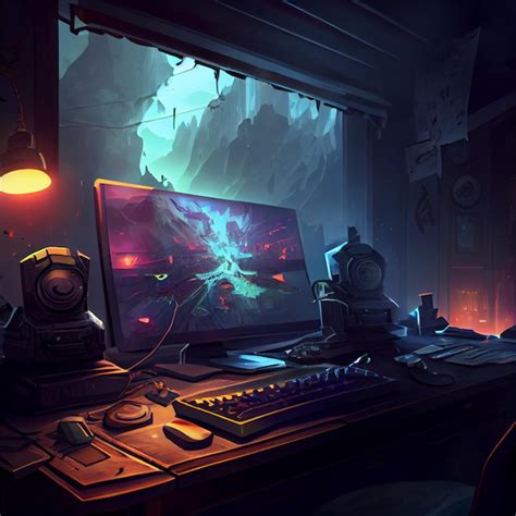 Premium Photo Gaming Desktop Pc Computer Setup Gamer Illustration