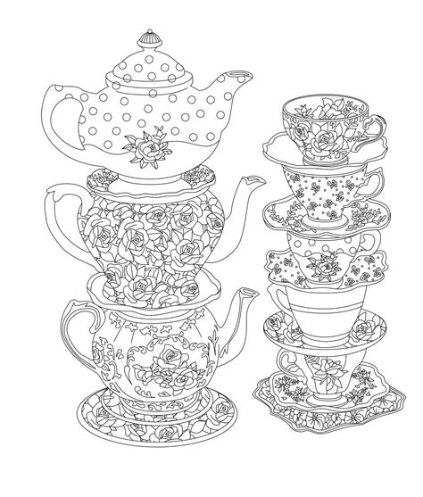 Elegant Tea Party Coloring Book Coloring Pages Coloring Books