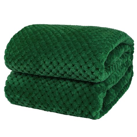 Pavilia Waffle Fleece Throw Blanket For Couch Twin Bed Emerald Green Super Soft Fuzzy Cozy