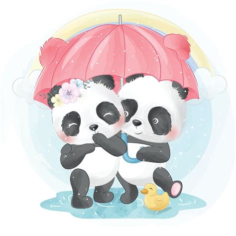 Cute Panda Couple Illustration 2068060 Download Free Vectors Clipart