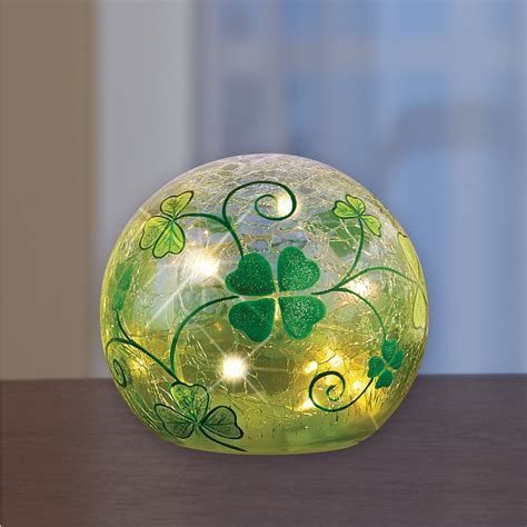 LED Lighted St Patricks Day Irish Shamrock Balls Festive Home Accent