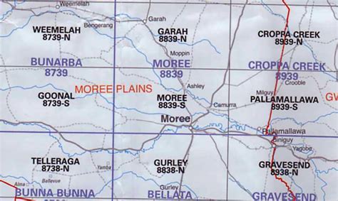 Moree 8839 S Nsw Topographic Map Abc Maps