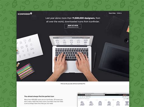 Landing Page For Iconfinder Pro By Martin Leblanc On Dribbble