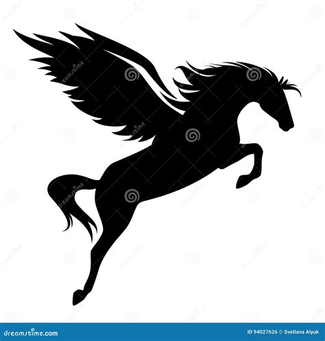 Jumping Pegasus Black Vector Design Stock Vector Illustration Of